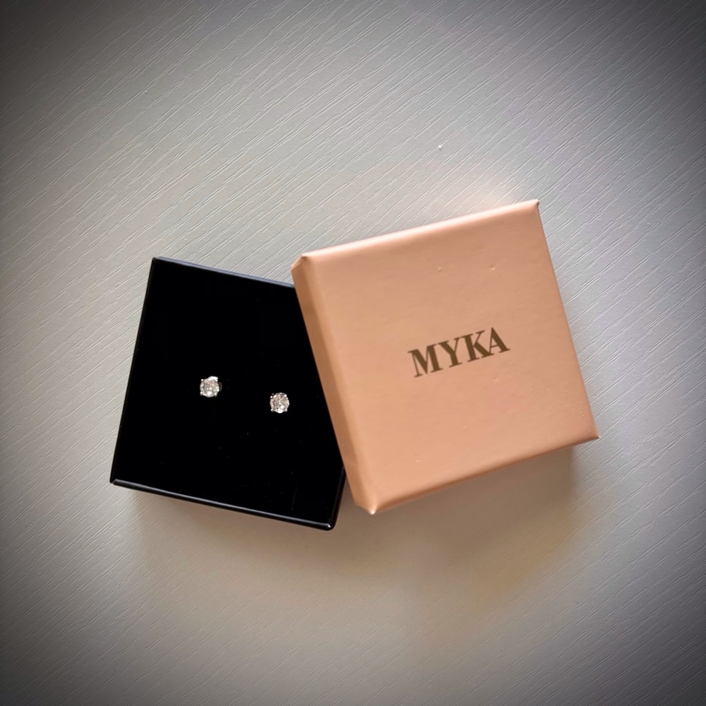 Sparkling Cubic Zirconia Pierced Earring studs in Sterling Silver